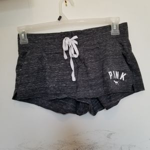 Victoria’s Secret Women's Drawstring Pajama Shorts Black PINK w/ Dog Logo XS